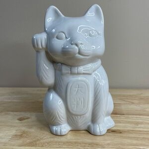 Maneki Neko Lucky Cat Tiki Mug White Ceramic 14oz Collectible Cocktail Mug